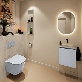 Mondiaz Ture DLux toiletmeubel 40cm clay met wastafel opalo rechts zonder kraangat