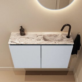 Mondiaz Ture DLux toiletmeubel 80cm clay met wastafel glace rechts met kraangat