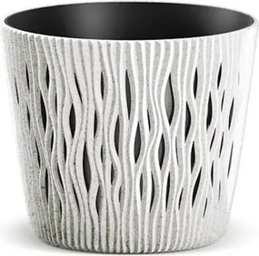 Prosperplast Sandy Round Eco Wood Bloempot - ECO Wit -Ø 26 cm - Met echt hout