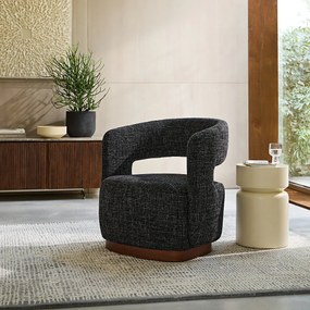 Draaifauteuil met walnoten onderstel, mêleestof, Jesper