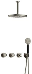 Hotbath Cobber IBSW70 Regendoucheset inbouw - 15cm plafondarm - 30cm ronde hoofddouche - 3 standen handdouche - Geborsteld nikkel IBSW70GN125