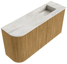 Mondiaz Joya DLux 80cm toiletmeubel ronding links oak met wastafel faye rechts zonder kraangat ostra