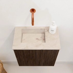 Mondiaz Joya DLux 40cm toiletmeubel walnut met wastafel faye links zonder kraangat frappe