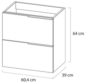 Tiger Pocket onderkast 60cm naturel eiken met mat witte grepen