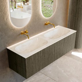 Mondiaz Kurve-dlux 140cm badmeubel shadow met 2 lades en wastafel stor small dubbel zonder kraangat ostra