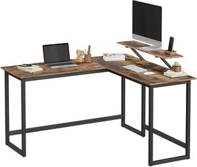 Nancy's Bureau - Bureaus - Hoekbureau - L-Vormig - Industrieel - Zwart/Bruin -  140 x 130 x 76cm