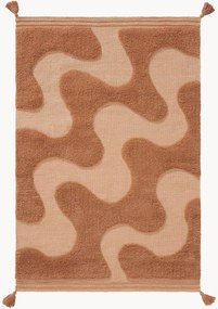 Handgeweven hoog-laag katoenen vloerkleed Muriel