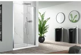 Nemo Pina Xl draaideur 110x200cm met vast paneel 6mm Helder veiligheidsglas met antikalk links en rechts Chroom 444.003.011.VM