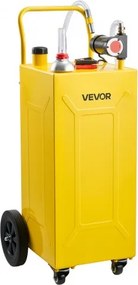 VEVOR 113,6L Brandstoftrolley Mobiel Tanksysteem met 12V Elektrische Pomp, Draagbare Dieseltank voor Tractoren, Voorladers en Landbouwmachines, met 4 Wielen &amp; Oliepeilindicator, Max. 32L/min, Koolstofstaal, Geel