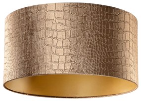 Velours lampenkap krokodil dessin met gouden binnenkant 50/50/25 Klassiek / Antiek rond