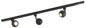 Modern railsysteem met 3 spots zwart 1-fase  - Iconic Gissi