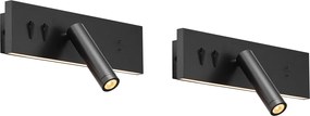 Set van 2 moderne wandlampen zwart verstelbaar met USB-C incl. LED - Modric
