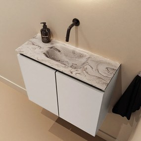 Mondiaz Ture DLux toiletmeubel 60cm linen met wastafel glace midden zonder kraangat