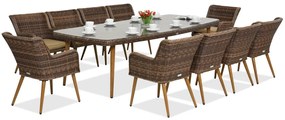 Exclusieve dining tuinset met grote tafel Córdoba voor 10 personen Garden Point bruin