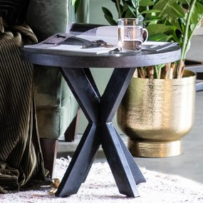 Eleonora Steven Ronde Salontafel Van Zwart Hout 50 Cm - 50 X 50cm.