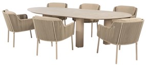 Estate Bernini dining tuinset 240x105xH75 cm mango 7 delig keramiek latte 4 Seasons Outdoor