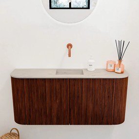Mondiaz Joya DLux 95cm toiletmeubel ronding links/rechts ruby met wastafel faye midden zonder kraangat opalo