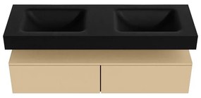 Zaro Alan badmeubel 140cm sand 2 lades met vrijhangende wastafel cloud dubbel 2 kraangaten urban
