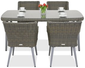 Exclusieve dining tuinset van kunststof rotan Córdoba voor 4 personen Garden Point grijs