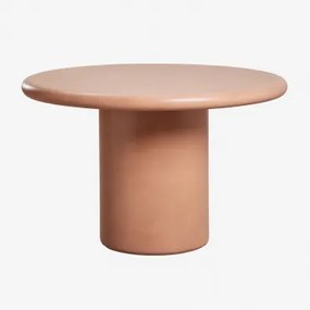 Ronde Eettafel In Cement Namara Ø120 Cm & Terracotta - Sklum