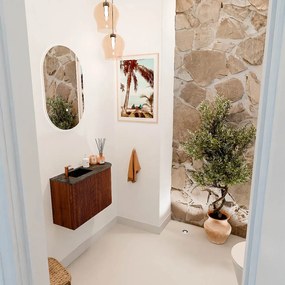 Mondiaz Joya DLux 60cm toiletmeubel ronding rechts ruby met wastafel faye links 1 kraangat lava