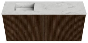 Mondiaz Joya DLux 90cm toiletmeubel walnut met wastafel faye links zonder kraangat opalo