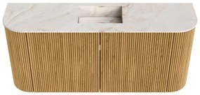Mondiaz Joya DLux 95cm toiletmeubel ronding links/rechts oak met wastafel faye midden 1 kraangat frappe