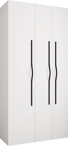 Kledingkast Hartford 563, Wit, Zwart, 246x120x42cm, 114 kg, Kledingkast deuren: Met scharnieren, Aantal planken: 6, Aantal planken: 6