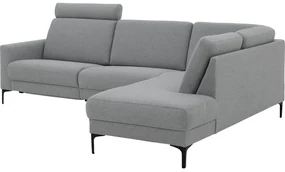 Goossens Hoekbank Dallas lichtgrijs, stof, 1,5-zits, modern design met ligelement rechts