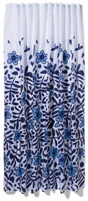 HEMA Douchegordijn 180x200cm Gerecycled Polyester Blauwe Bloemen (blauw)