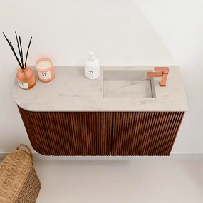 Mondiaz Joya DLux 70cm toiletmeubel ronding links ruby met wastafel faye rechts 1 kraangat opalo