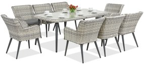 Exclusieve dining tuinset van kunststof rotan Córdoba voor 8 personen Garden Point wit