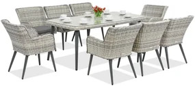 Exclusieve dining tuinset van kunststof rotan Córdoba voor 8 personen Garden Point wit