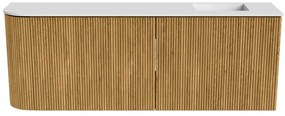 Mondiaz Joya 110cm toiletmeubel ronding links oak met wastafel faye rechts zonder kraangat talc