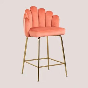 Set Van 4 Hoge Fluwelen Markina Krukken Koraal Mousse & ↑65 Cm - Sklum