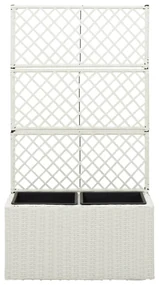 vidaXL Latwerkplantenbak verhoogd met potten 58x30x107 cm rattan wit
