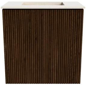 Mondiaz Joya DLux 40cm toiletmeubel walnut met wastafel faye midden zonder kraangat meli