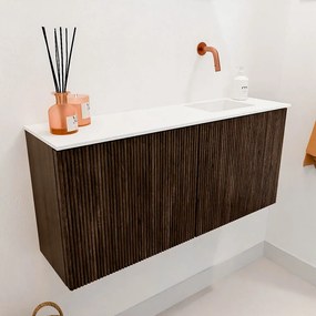 Mondiaz Joya 90cm toiletmeubel walnut met wastafel faye rechts zonder kraangat talc