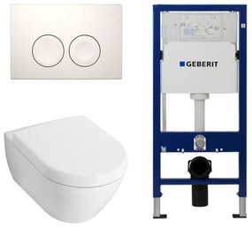 Villeroy & Boch Subway 2.0 toiletset met luxe Saniclass zitting, UP100 reservoir en Delta 25 Wit Knop 0124005/SW730486/0701174/SW729014/SW1182666