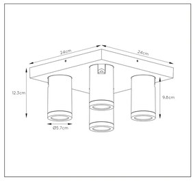 Lucide Taylor plafondlamp 4 spots 5W zwart