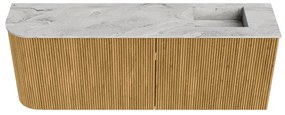 Mondiaz Joya DLux 110cm toiletmeubel ronding links oak met wastafel faye rechts 1 kraangat glace