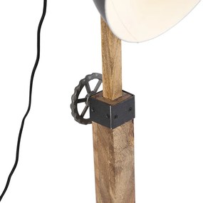 Industriele vloerlamp antraciet met mango hout - Mangoes Industriele / Industrie / Industrial E27 Binnenverlichting Lamp