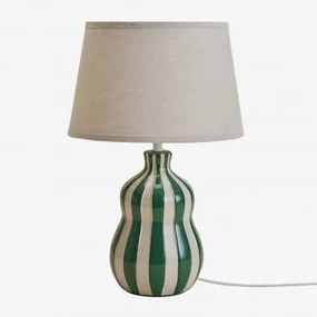 Jolira Tafellamp ↑40 Cm Van Keramiek En Linnen Leger Groen – Koel - Sklum