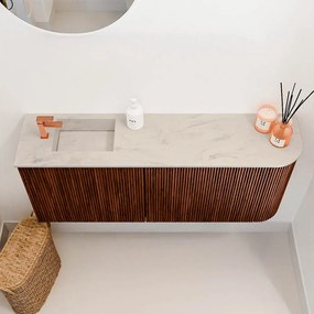 Mondiaz Joya DLux 100cm toiletmeubel ronding rechts ruby met wastafel faye links 1 kraangat opalo