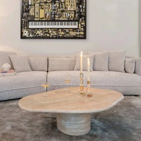 Richmond Interiors Fictus Organische Salontafel Travertin Beige - 130 X 80cm.