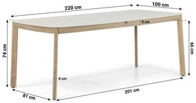Dining Tuintafel rechthoekig 220 x 100 cm Aluminium Taupe Santika Indah