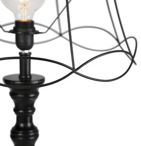 Vloerlamp zwart met Granny Frame kap 45 cm - Classico Klassiek / Antiek Minimalistisch E27 Draadlamp rond Binnenverlichting Steen / Beton Lamp