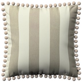 Dekoria Kussenhoes Wera met pompons, beige-wit 45 x 45 cm