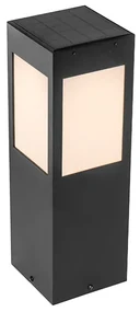 Lightbox buitenwandlamp - 38 x 15 cm - spatwaterdichte buitenwandlamp met schemerschakelaar & LED ring & instelbare bewegingsmelder - gemaakt van metaal/kunststof - in roestvrij staal