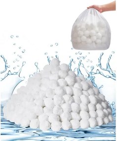 VEVOR Filterballen voor zandfilters, 2,1 kg, Filterballen ter vervanging van zwembadfilterzand, Herbruikbare filtermediaballen van polyestervezels met waszak, voor zwembaden, bovengrondse zwembaden, aquaria